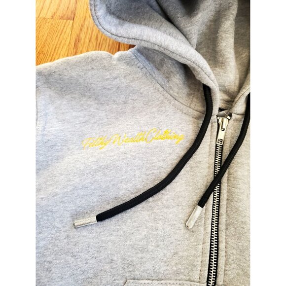 Filthy Wealth Gray Hoodie Green Shamrock Appliqué & "Bae" Script Embroidery XL - Picture 11 of 13
